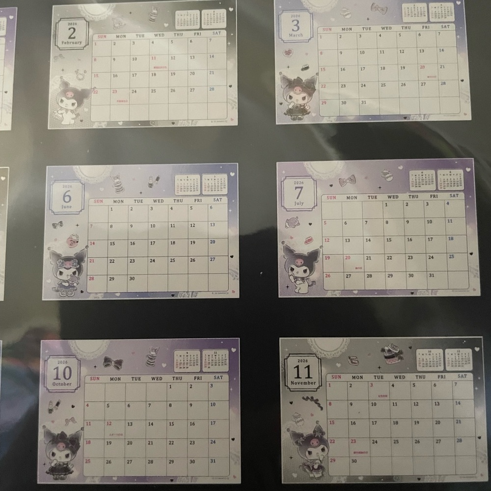 Small Sanrio Kuromi 2026 Desk Calendar - Picture 4 of 5
